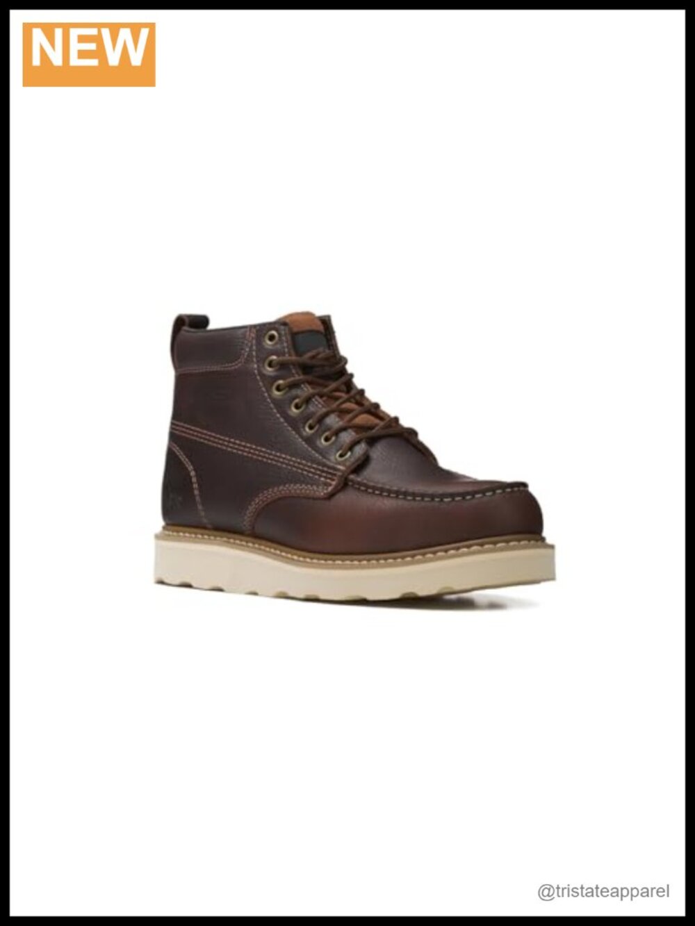 Men's Construction Work Boots Moc Toe Water Repellent Leather Wedge Sole